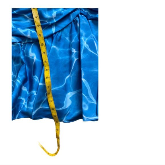 Women blue Flor et.al Dante Ruffle Ruched cocktail size 6 dress NWT - Picture 13 of 15